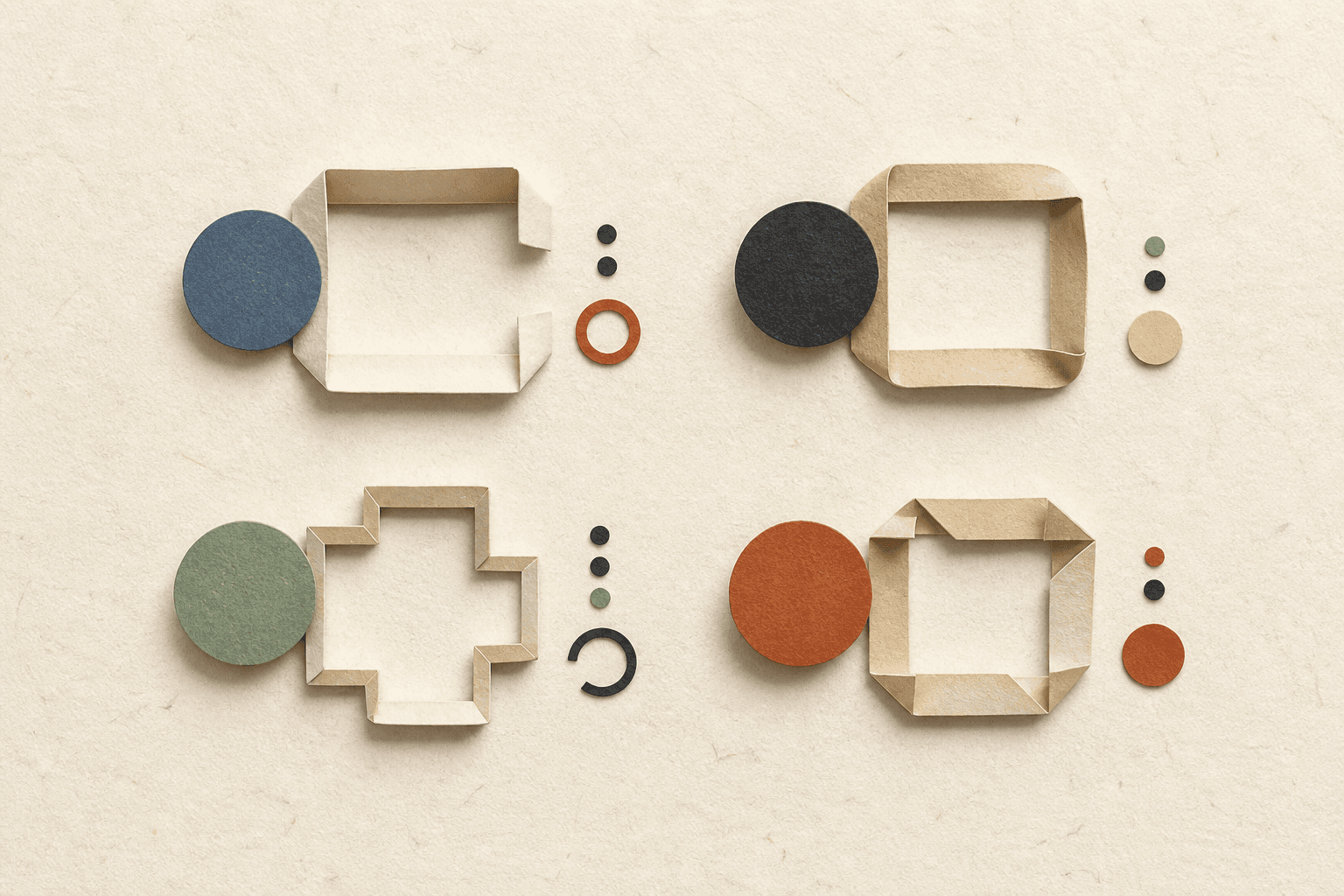 Four paper-cut model tokens paired with different harness frames in a two-by-two experiment